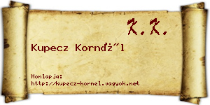 Kupecz Kornél névjegykártya